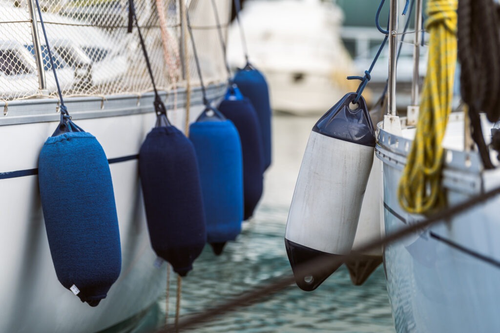 Genova Marina Levante, barca ormeggiata in banchina e parabordi